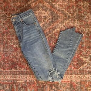 Levi's Light Blue Distressed Cropped Jeans